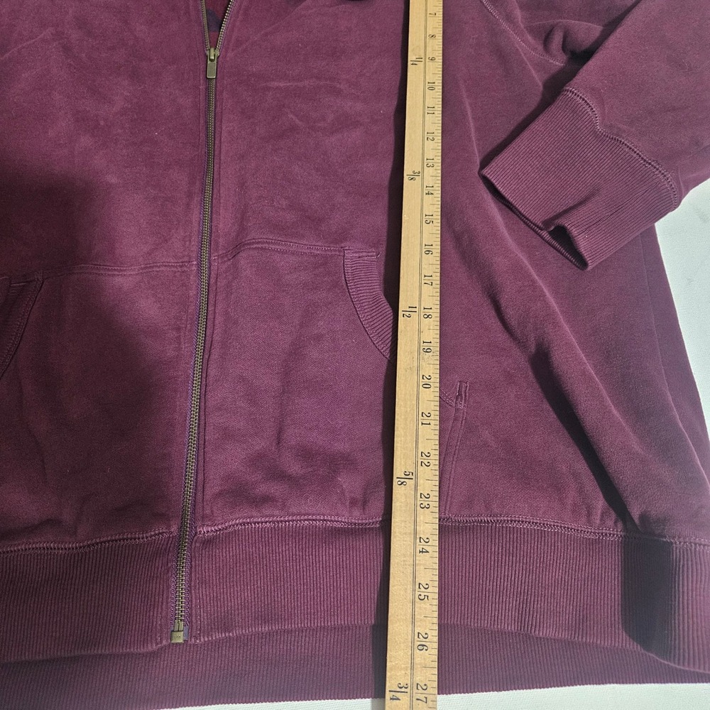 LL Bean Mens 3X Plus Flannel Lined Full Zip Hoodie Burgundy Plaid Hooded Jacket - Picture 4 of 7